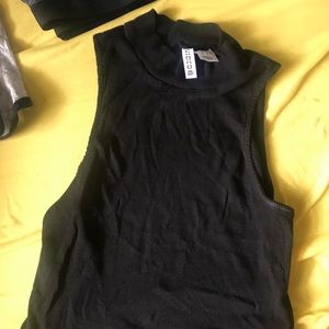 crop, ribbed, turtle neck tank